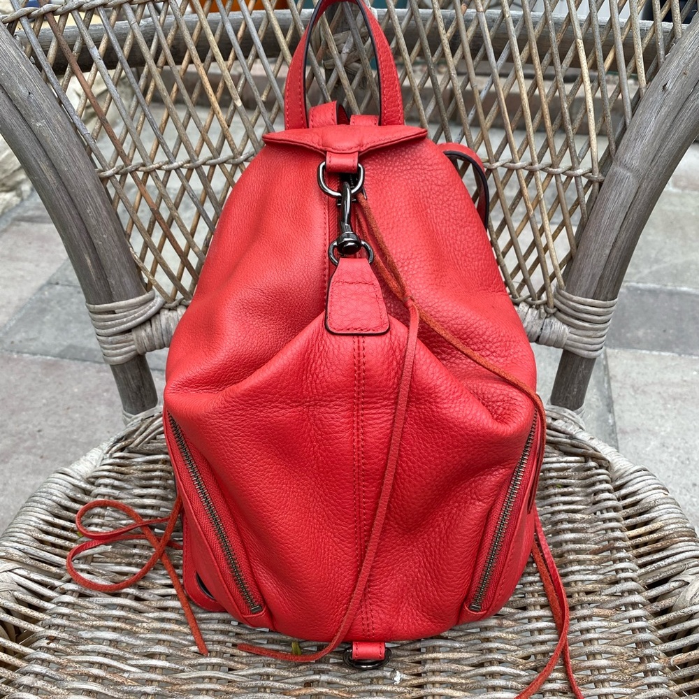 REBECCA MINKOFF RED LEATHER MINI JULIAN BACKPACK
